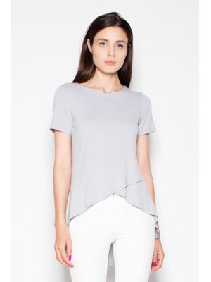 Bluza moderna, asimetrica, de culoare gri-deschis poza 0
