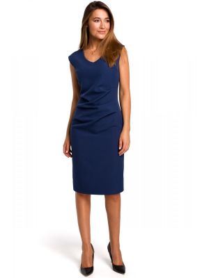 Rochie de culoare bleumarin, usor fronsata in talie poza 0